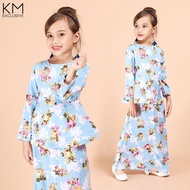 KM Kids Jameelah Floral Peplum Girls Traditional Baju Kurung Budak Perempuan Set KM Raya 2020 Setwea