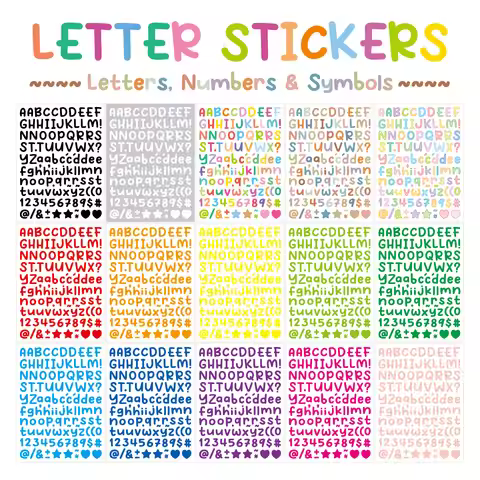 15 Sheets 0.5-inch English Letter Stickers, Guka Greeting Card Decorations, Account Materials, Scrap