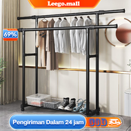 LG Stand Hanger Single Rak Serbaguna Dengan 4 Roda Rak Gantungan Baju Jemuran Gantungan Double