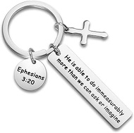 WUSUANED Christian Keychain Religious Ephesians 3:20 Jewelry Bible Verse Gift