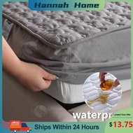 100% Waterproof Cotton Fabric Mattress Protector Topper Single/Queen/King Size Fitted Bedsheet Solid Color Bed sheet