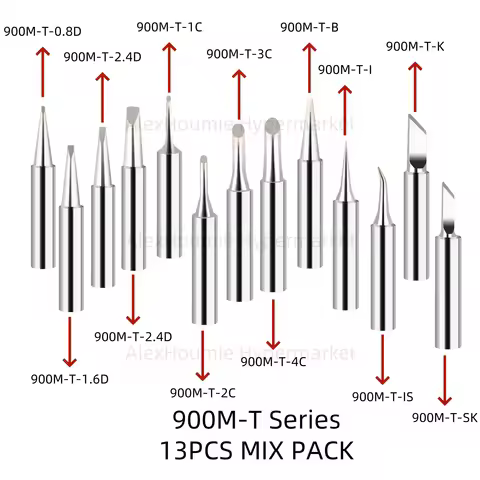 13PCS/Set 900M-T Soldering Iron Head IS/I/B/K/SK/0.8D/1.6D/2.4D/3.2D/1C/2C/3C/4C Lead-Free Welding T