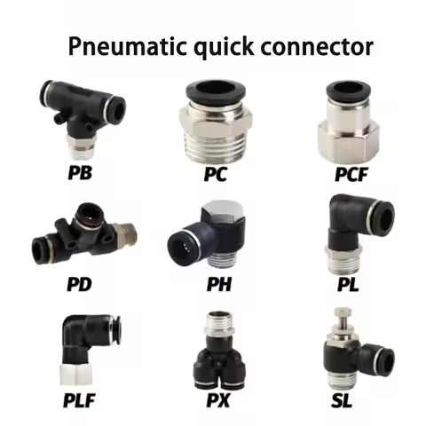 Black Air Hose Fittings High Quality PC PCF PL PD Quick Connector Thread 1/8 1/4 3/8 1/2 Tube Connec