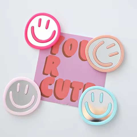 4 Pcs, Smile Fridge Magnets, Acrylic Stickers, Mirror Magnetic Stickers, Colorful Home Decorations, 