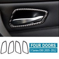 【Must-Have Style】 Real Carbon Fiber Car Interior Door Handle Frame Trim Sticker For BMW E90 E92 3 Se