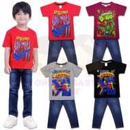 (1Y-6Y) Boy Casual Cartoon Shirt and Jeans Set Kids Jeans Set / Set baju dan seluar panjang jeans de