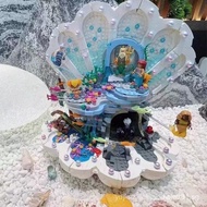 Girls Disney Series Building Blocks Ariel Mermaid Shell Wonderland Palace Castle Educational Gift