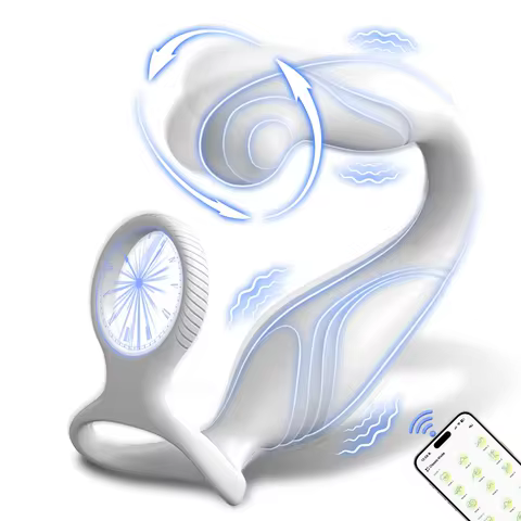 C-Shaped Rotating Male Prostate Massager Intimate Vibrator Silicone Pleasure Ring Adult Toys for Men