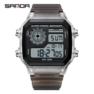 นาฬิกาลำลองของผู้ชายแฟชั่น SANDA ปฏิทินนาฬิกาดิจิตอลกีฬาสมบูรณ์สัญญาณกันขโมยแบบกันน้ำนาฬิกาข้อมือสำหรับผู้ชาย Chrono