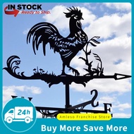 LazaraSale โลหะสีดำ Rooster Weathervane Weather Vane บริเวณลานกว้างของสวนตกแต่งฟาร์ม