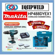 MAKITA 18V HP488DYEX1 CORDLESS HAMMER IMPACT DRILL + BL1815G BATTERY X2 + DC18WA CHARGER + 74PCS ACC