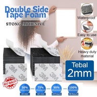 Double Tape Foam 2mm Lembaran 3m Super Kuat Tebal Hitam Putih Busa Perekat 2 Sisi Original Dobel Tip