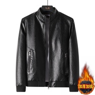 Jaket Kulit Mudah Lelaki Saiz Besar Motosikal Juruterbang Jaket Kulit PU Pakaian Lelaki Lebih Besar