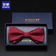Romon Red Bow Tie Men's High-end Married Groom Groom's Groom's Groom's Groom's Gown Show Black Bow W