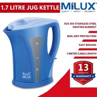 🔥QUALITY🔥 MILUX Jug Kettle 1.7L Fast Boil Cerek 热水壶 SUS304 Food Grade Stainless Steel Heating Pragma