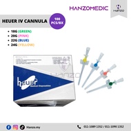 HEUER I.V. CANNULA WITH LUER LOCK INJECTION PORT & WINGS - SIZE 18G, 20G, 22G, 24G (100PCS/BOX)