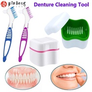 PINEAPPLE Portable Denture Box Bath Cleaning Tool Cleaner Brush Dentures Container with Basket Travel Durable Storage Box Double-layer Denture Case