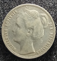 Uang Kuno Koin Perak Belanda 1 Gulden 1907 Wilhelmina - 107