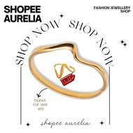 (13-21cm)GT212 Nada Wave Gelang Rantai Tangan Titanium Bangle Perempun Gift Wedding Jewellery Gold S