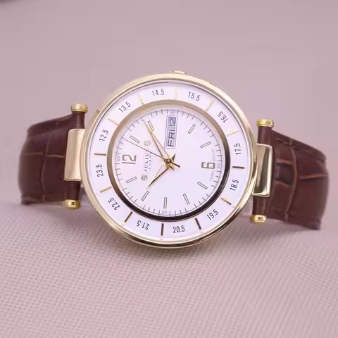 Auto Date Week Julius Homme Men's Watch Japan Quartz Hours Retro Clock Business Real Leather Birthda