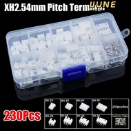 IJUNE 230Pcs 2.54mm Pitch Terminal, Male And Female XH2.54 Pin Connector,  4 Value 2p 3p 4p 5pin Hou