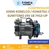 Compressor Aircond OEM NEW  KOBELCO / KOMATSU / SUMITOMO 24V 1B 7H13-UP 7360