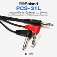 Roland® PCS-31L 1/4-Inch Male To 2 x 1/4-Inch Right Angle Mono Male Instrument Cable สายสเตอริโอ แย