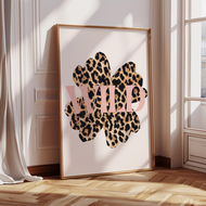 Funky Leopard Hibiscus Flower Pink Cheetah Canvas Print Poster Vintage Hawaiian Aloha Animal Art Pri