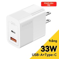 Essager USB C 33W GaN Loại C PD Sạc Nhanh Cho iPhone 14 13 12 11 Pro Max XS 8 P Cho iPad Pro Air iPa