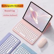 For Lenovo Tab P11 Pro Gen 2 11.2 2022 Round Cap Keyboard Mouse Case Rechargeable Bluetooth Keyboard Leather Cover for Lenovo Tab P11 Plus 2nd 11.5 P11 Pro 11.5 M10 Plus 3rd 10.6