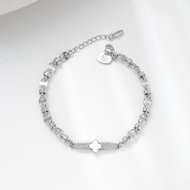 Hyl Jewelry 652B Gelang Titanium Wanita  Bangle Bracelet Four Leaf Clover Terbaru Anti Karat Dan Ker