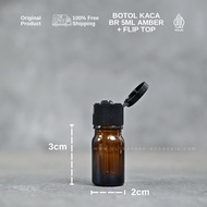 BR 5ML AMBER GLASS BOTTLE + FLIP TOP [ FLIPTOP GLASS BOTTLE 5ML]