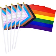 50 Pack Progress Pride Rainbow Stick Flag Small Mini Hand Held USA American LGBTQ Rainbow Gay Flags 