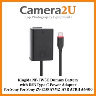KingMa NP-FW50 Dummy Battery with USB Type C Power Adapter For Sony For Sony ZV-E10 A7M2 A7II A7S2 A