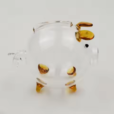 AS94-2X Pig Piggy Bank Money Boxes Coin Saving Box Cute Transparent Glass Souvenir Birthday Gift Blu