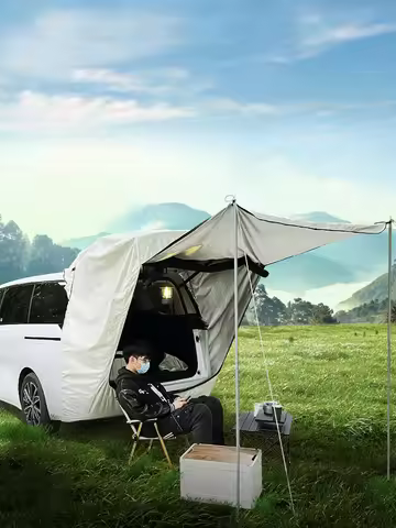 Outdoor Car Tail Tent Camping Picnic Rainproof Waterproof Wunshade Tent MPV/SUV Canopy Roof Extensio