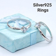 Original silver925 with white gold plated stone ladies ring cincin perak tulen sadur emas putih cincin perempuan