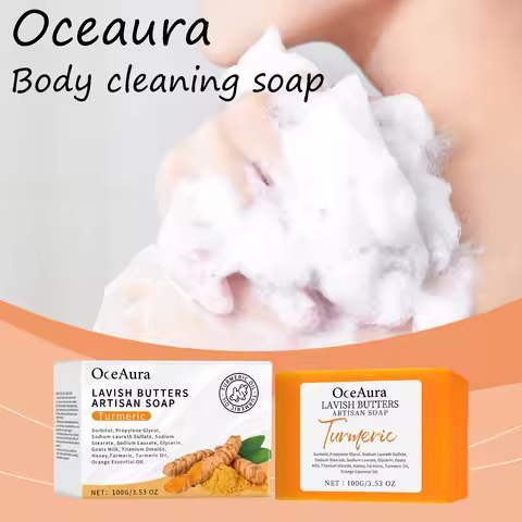 Oceaura Turmeric Body Soap No Tight Hydrating Brightening Skin Tone Smoothing Cleaning Pore Dirts Fr