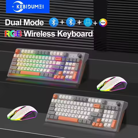 Dual-Mode Wireless Keyboard and Mouse Set 2.4G Dual Bluetooth Keyboard RGB Gaming Keyboard Mouse Kit