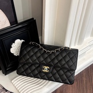 CHANEL CF25荔枝黑側肩包 A01112/晶片款