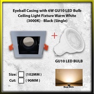 Eyeball Casing with GU10 LED Bulb Single Black - 3000K Warm White