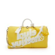 Louis Vuitton Virgil Abloh Yellow Leather Everyday LV Keepall Bandoulière 50 Silver Hardware, 2021