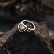 Muonionalusta 隕石心形戒指與摩爾達維石 銀 925