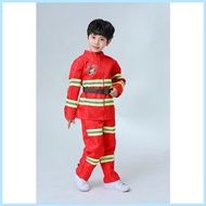 Fireman Costume for Kids Boy Firefighter Career Guidance Suit Children Cosplay Uniform Christmas ☌