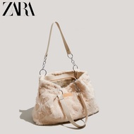 ZARAˉ กระเป๋าโท้ทขนปุยความจุสูงของแท้กระเป๋าถือสตรีกระเป๋า Maomao ของกองทุนใหม่2022กระเป๋าสะพายข้างผ