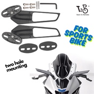 T2P Motorcycle Sports Bike Winglet Mirrors Rearview Mirror Wing Mirror Adjustable Rotating Side