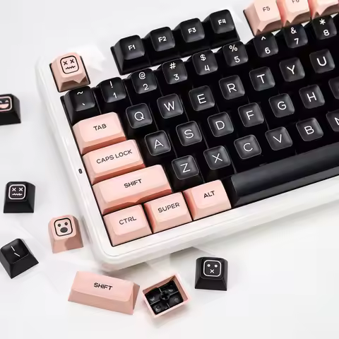 KBDiy 142 Keys/Set GMK Olivia Keycaps PBT Black and Pink Keycap SA Profile Custom for Mechanical Key