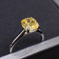 Vogue Jewelry 1.5Ct Cushion Cut Lab Grown Yellow Diamond Engagement Ring 14K AU585 White Gold Fine J