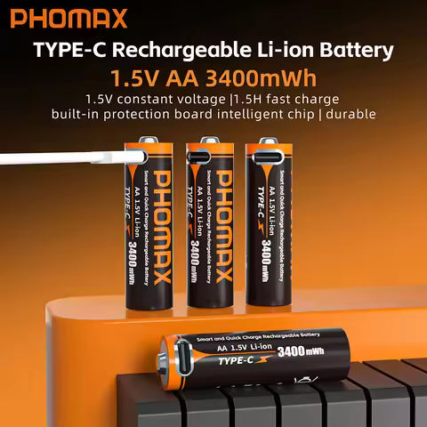 PHOMAX AA/AAA Rechargeable Battery 3400mWh/814mWh Lithium Battery 1.5V Constant Voltage Fast Chargin
