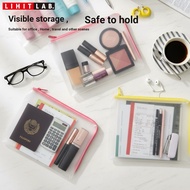 Japan LIHIT LAB.Xili L-Shaped Zipper Storage Bag Office Student Transparent Straight Pull File Bag S